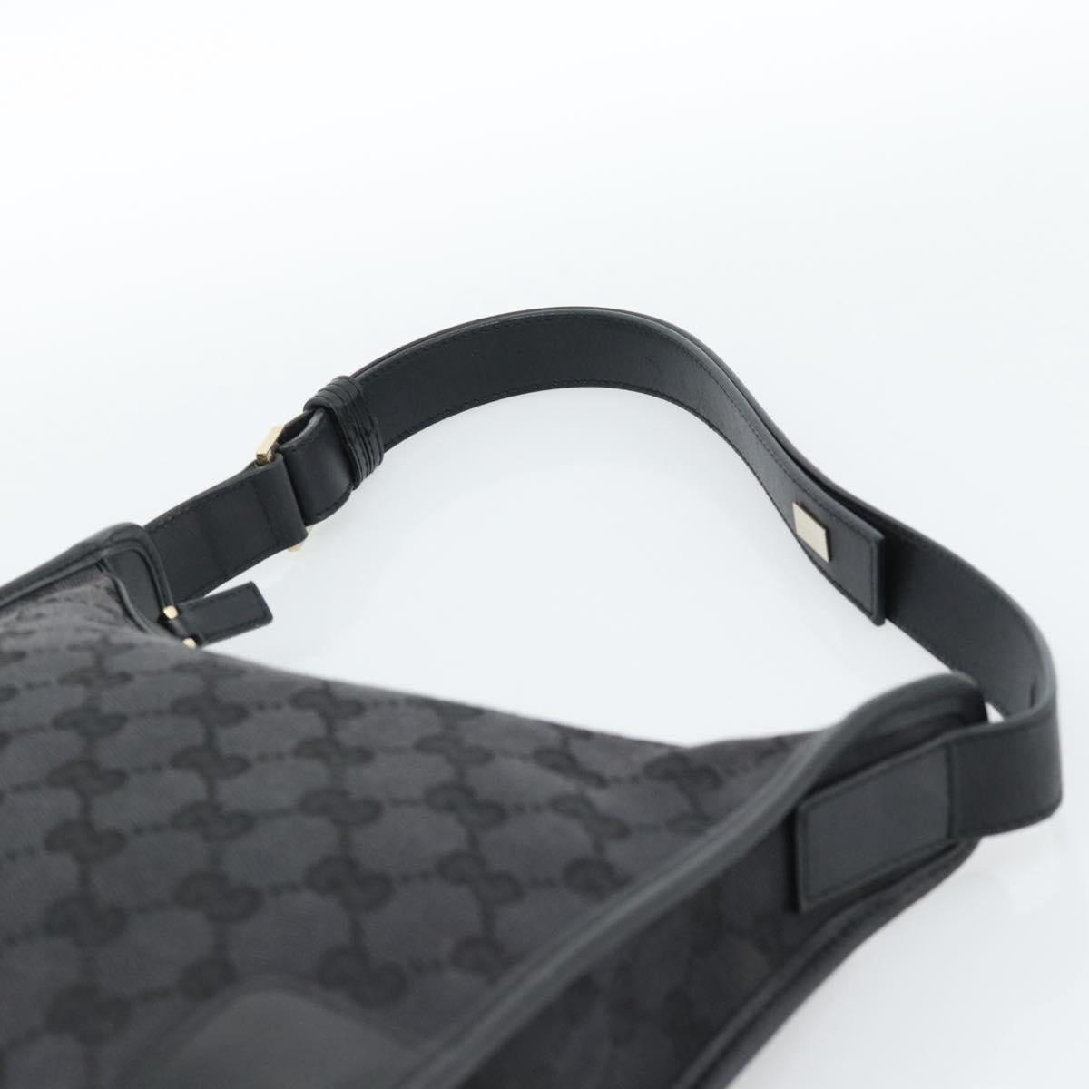 GUCCI GG Canvas Shoulder Bag Black Gold Auth 182901A