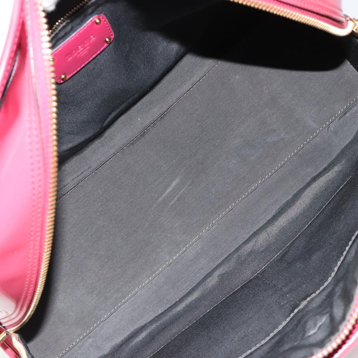 LOEWE Amazona 36 Hand Bag Patent leather Gold Pink Auth 182902A