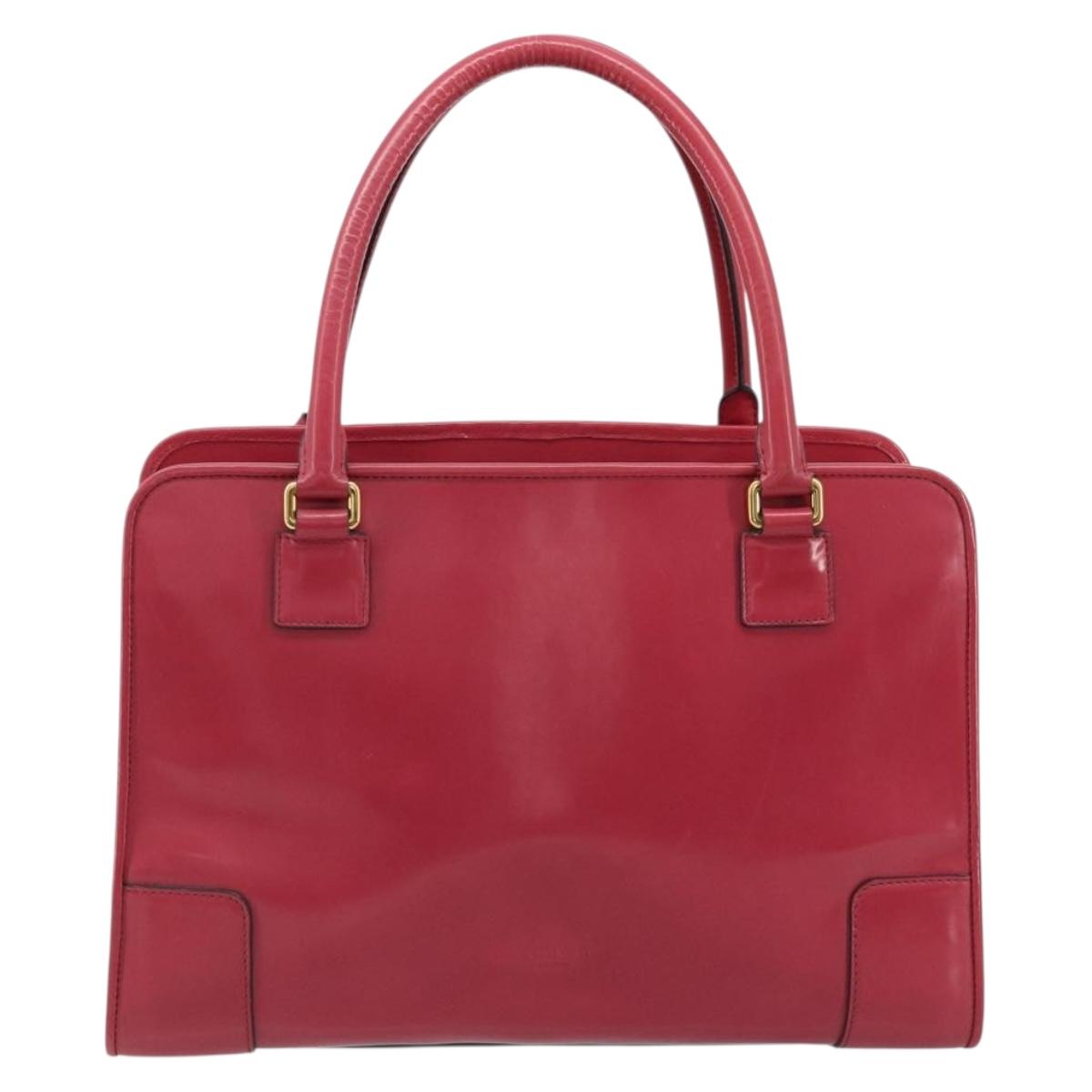 LOEWE Amazona 36 Hand Bag Patent leather Gold Pink Auth 182902A