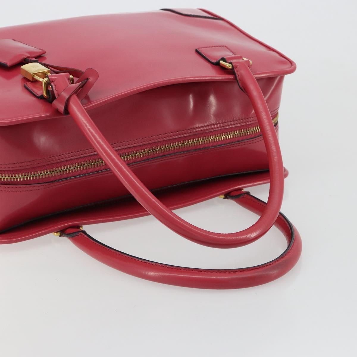 LOEWE Amazona 36 Hand Bag Patent leather Gold Pink Auth 182902A