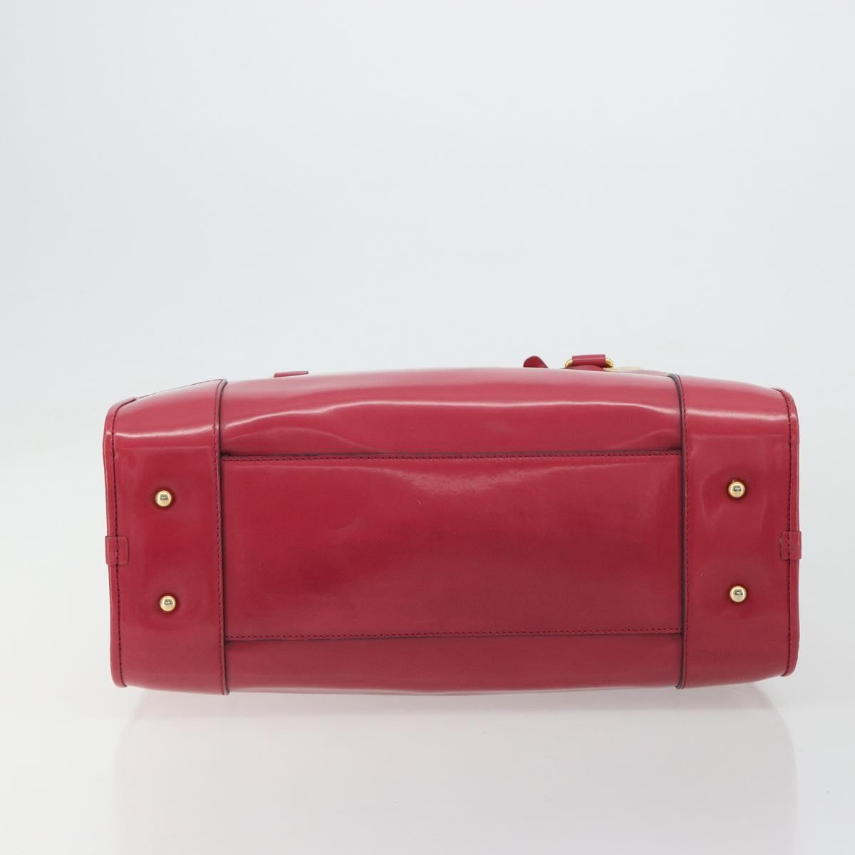 LOEWE Amazona 36 Hand Bag Patent leather Gold Pink Auth 182902A