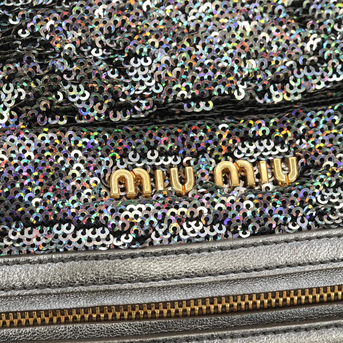 Miu Miu Shoulder Bag Sequin 2way Gold Silver Auth 182905SM