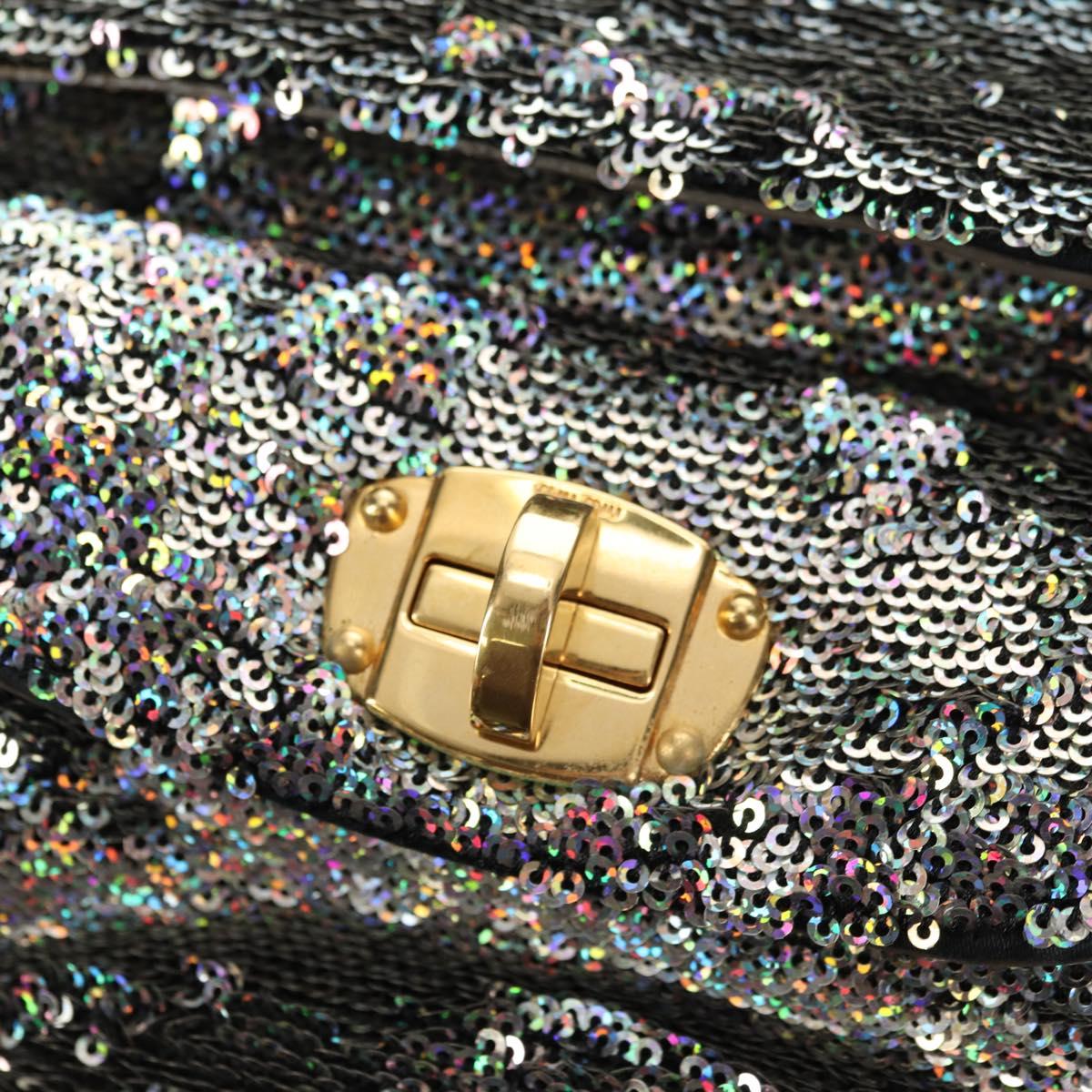 Miu Miu Shoulder Bag Sequin 2way Gold Silver Auth 182905SM