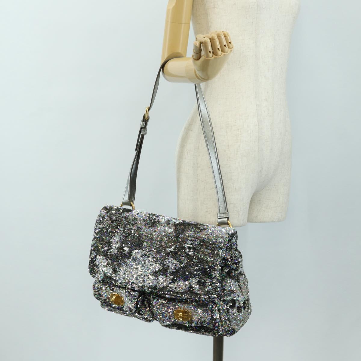 Miu Miu Shoulder Bag Sequin 2way Gold Silver Auth 182905SM