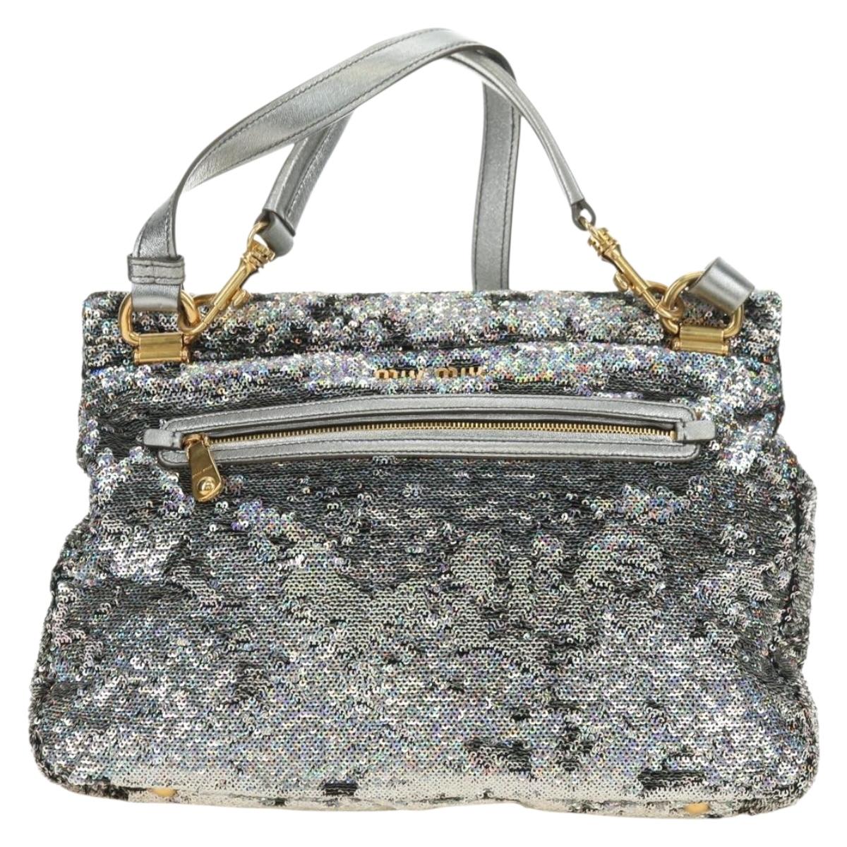 Miu Miu Shoulder Bag Sequin 2way Gold Silver Auth 182905SM