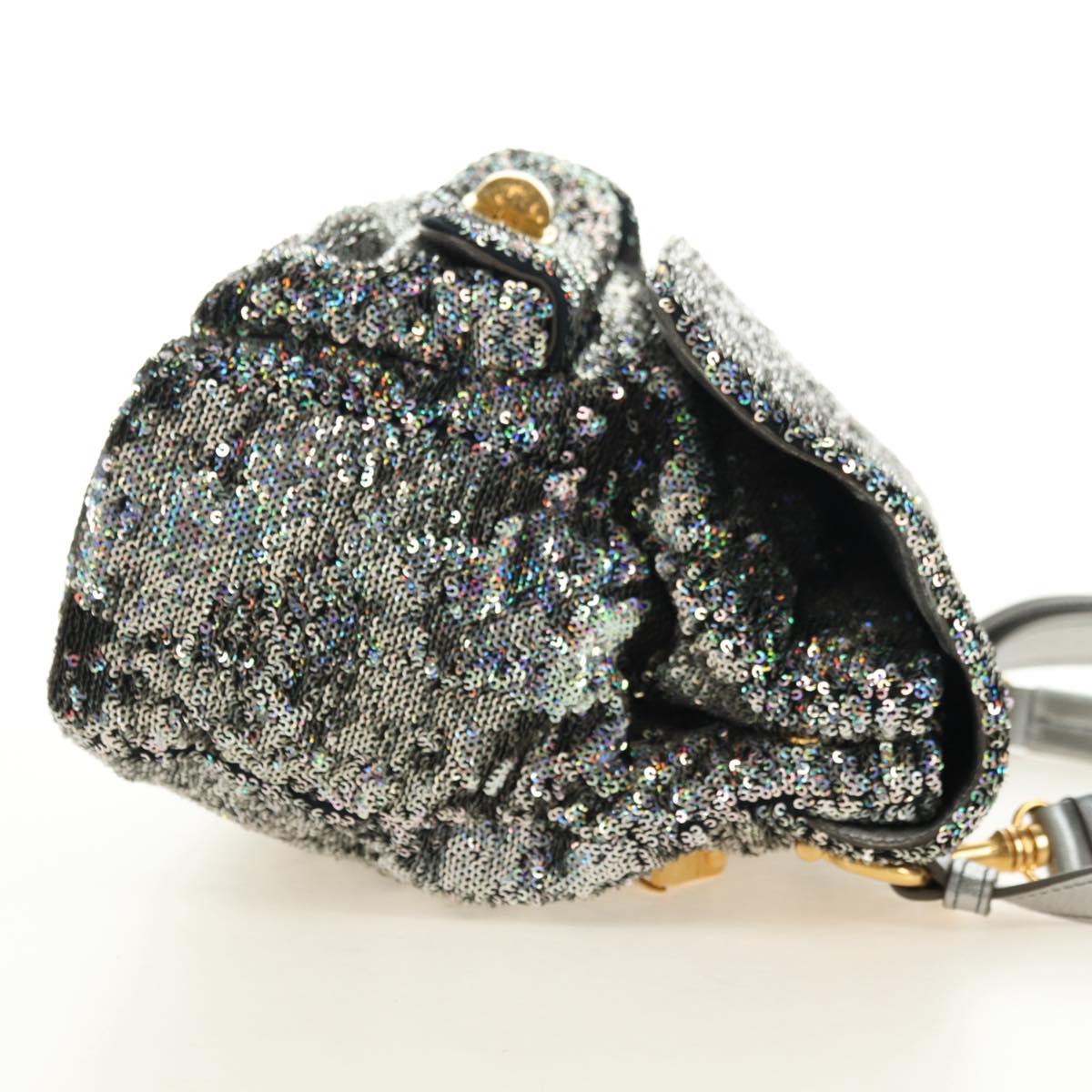 Miu Miu Shoulder Bag Sequin 2way Gold Silver Auth 182905SM