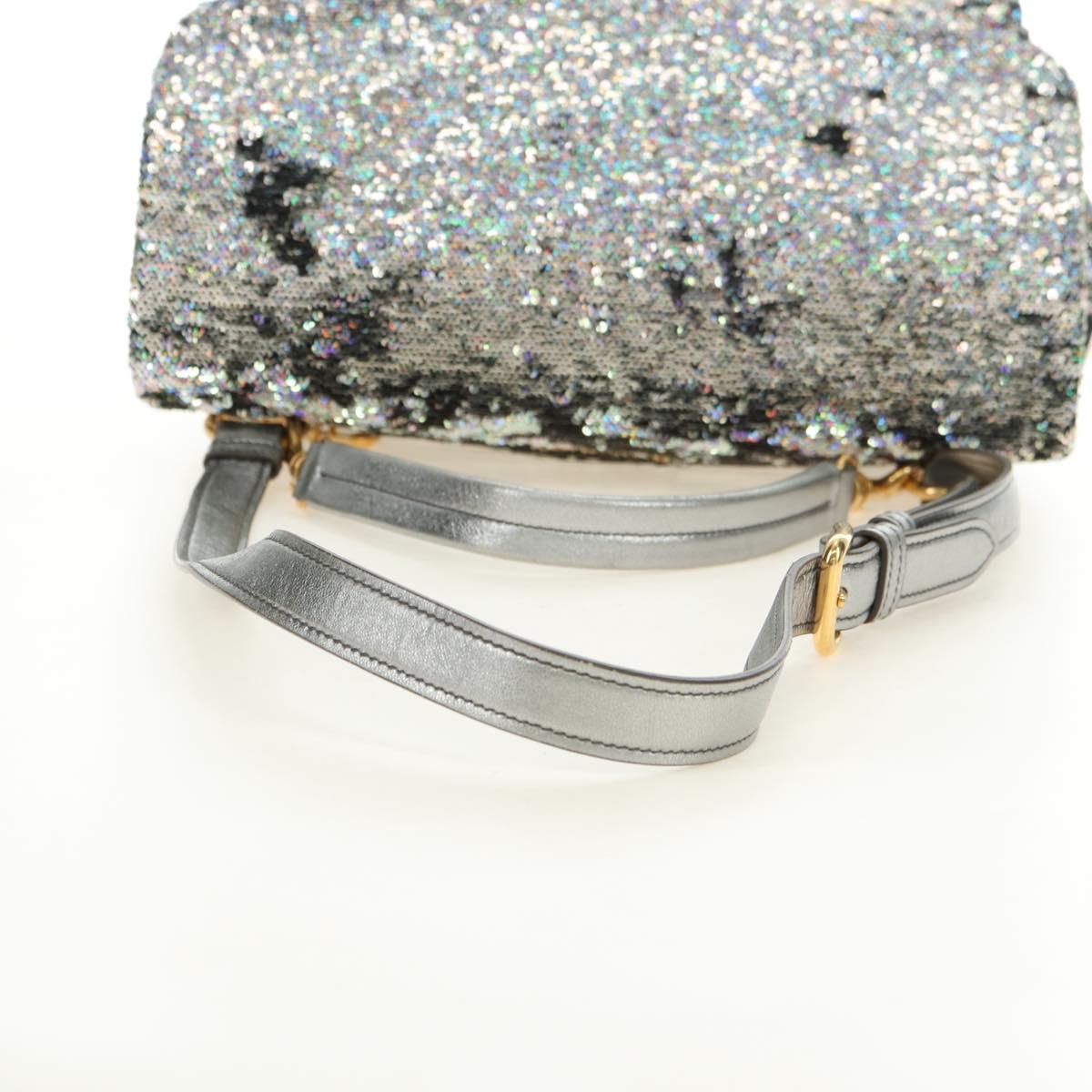 Miu Miu Shoulder Bag Sequin 2way Gold Silver Auth 182905SM