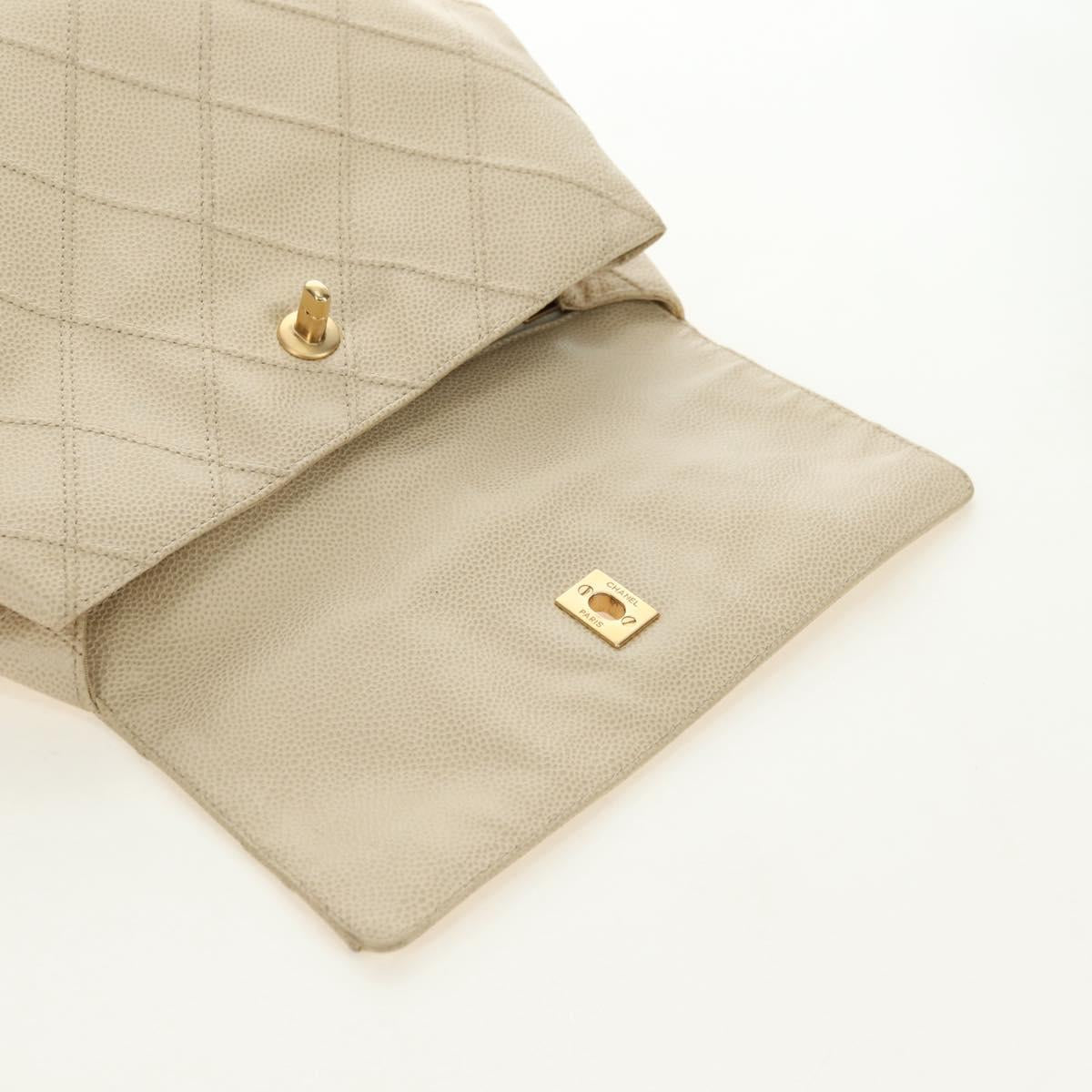 CHANEL Bicolore Backpack Caviar Skin Beige Gold CC Auth 182907V