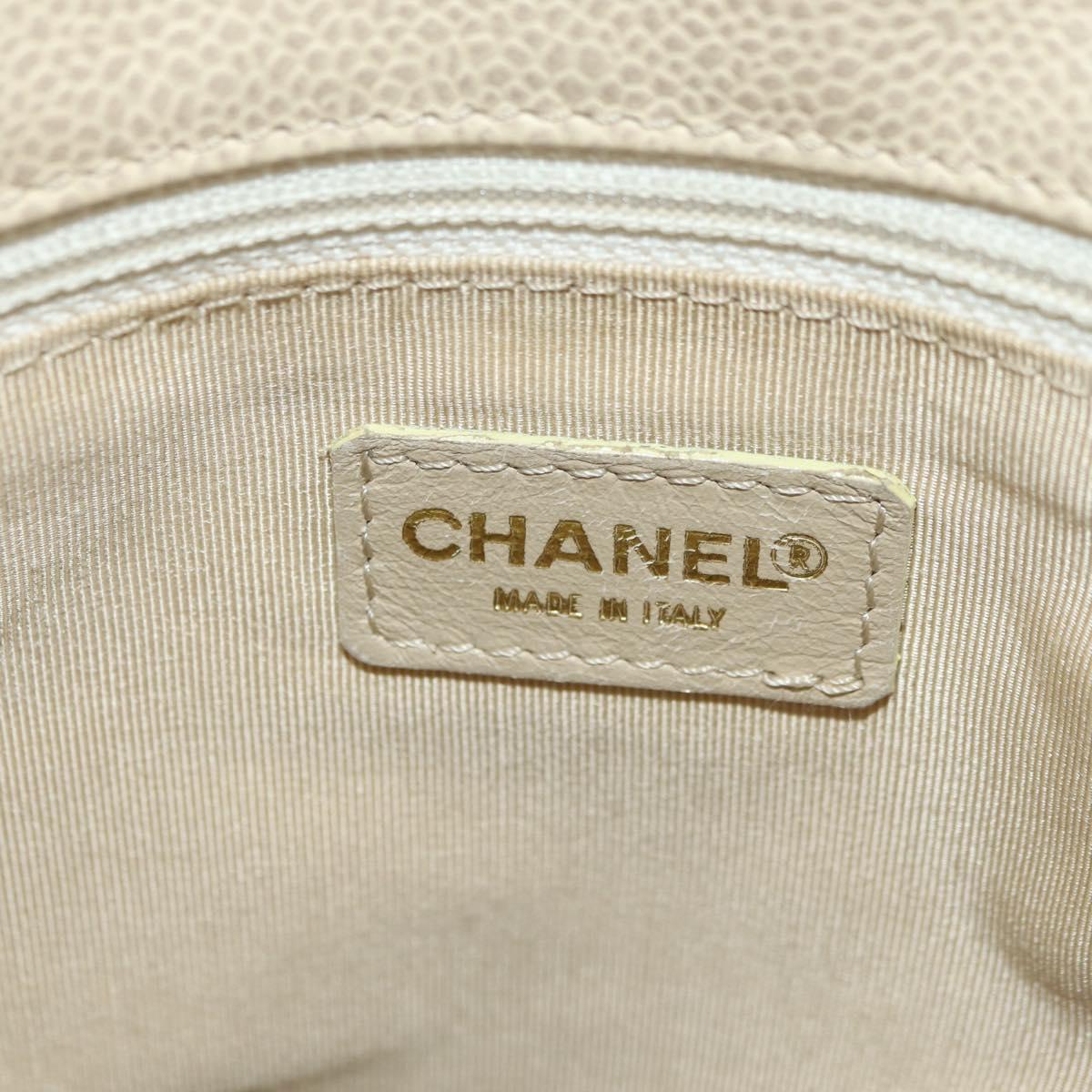 CHANEL Bicolore Backpack Caviar Skin Beige Gold CC Auth 182907V