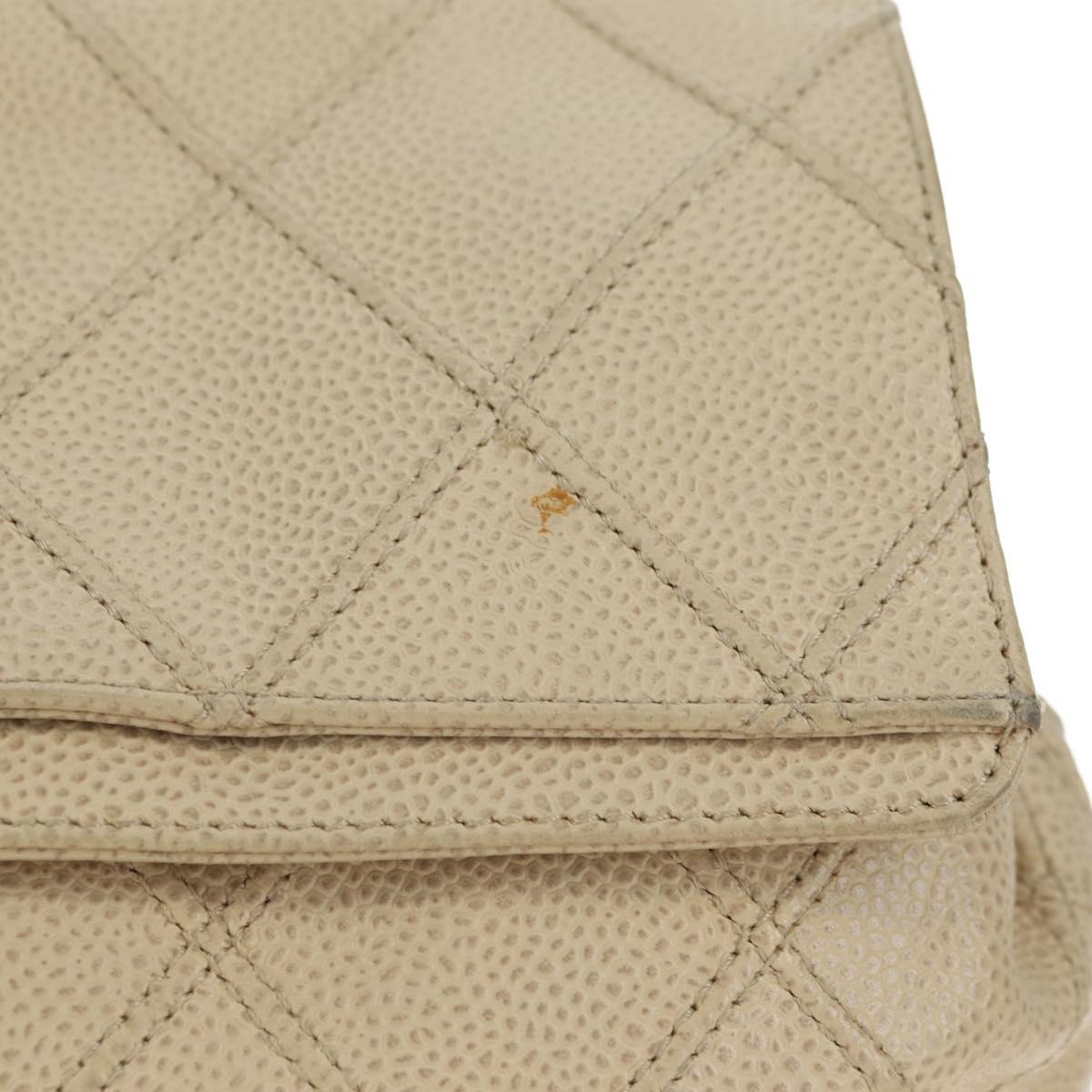 CHANEL Bicolore Backpack Caviar Skin Beige Gold CC Auth 182907V