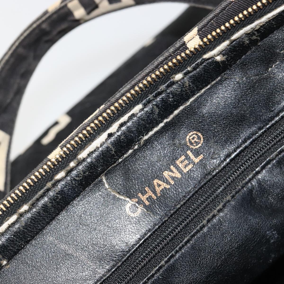 CHANEL Matelasse Hand Bag Canvas Black Gold CC Auth 182910
