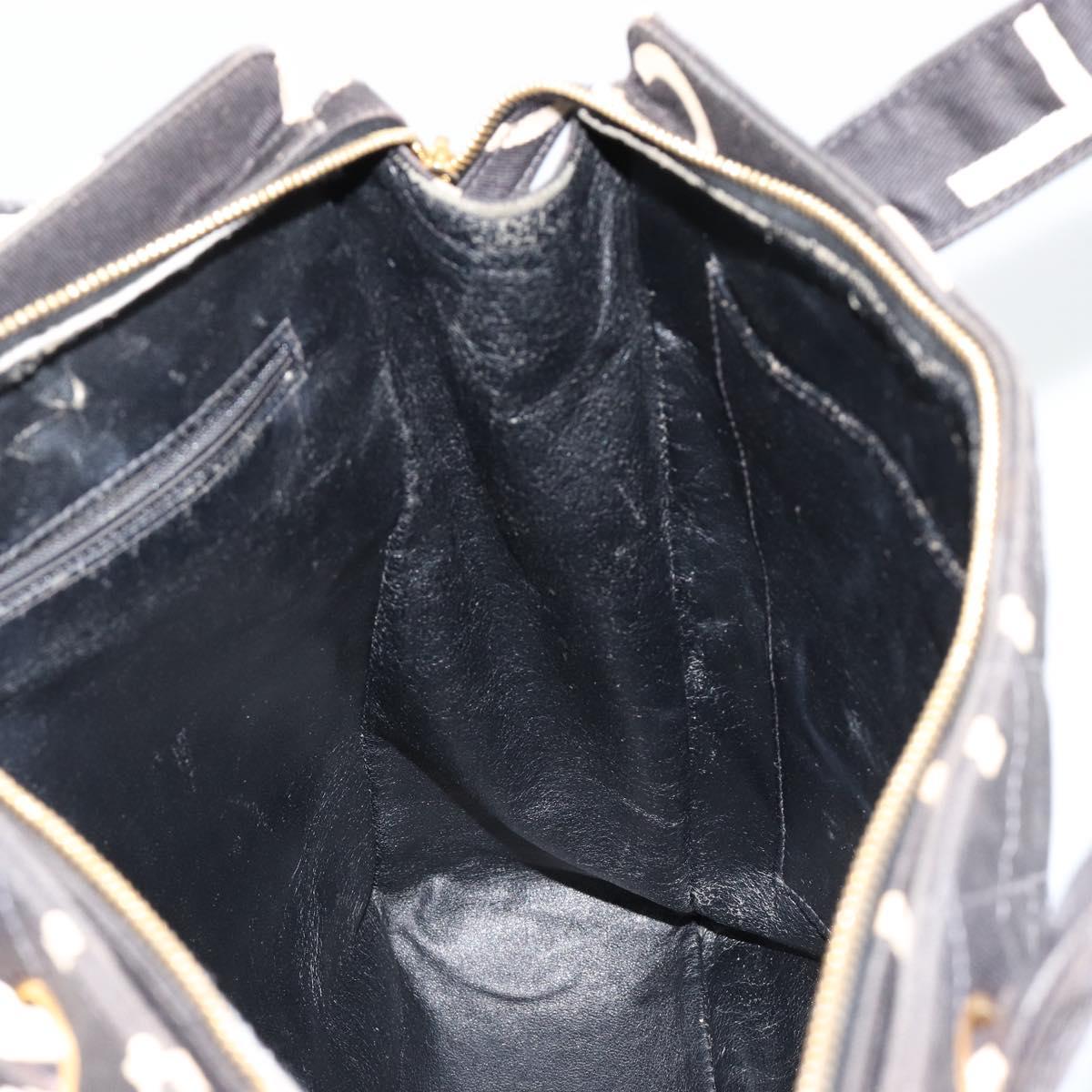 CHANEL Matelasse Hand Bag Canvas Black Gold CC Auth 182910