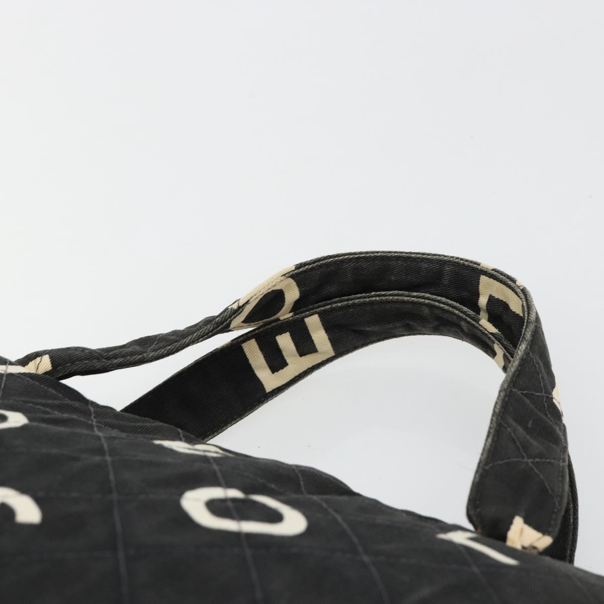 CHANEL Matelasse Hand Bag Canvas Black Gold CC Auth 182910