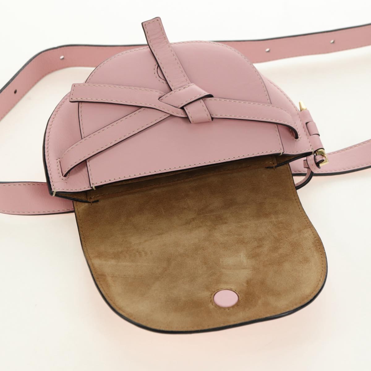 LOEWE Gate Dual Waist bag Leather Pink Gold Auth 182911M