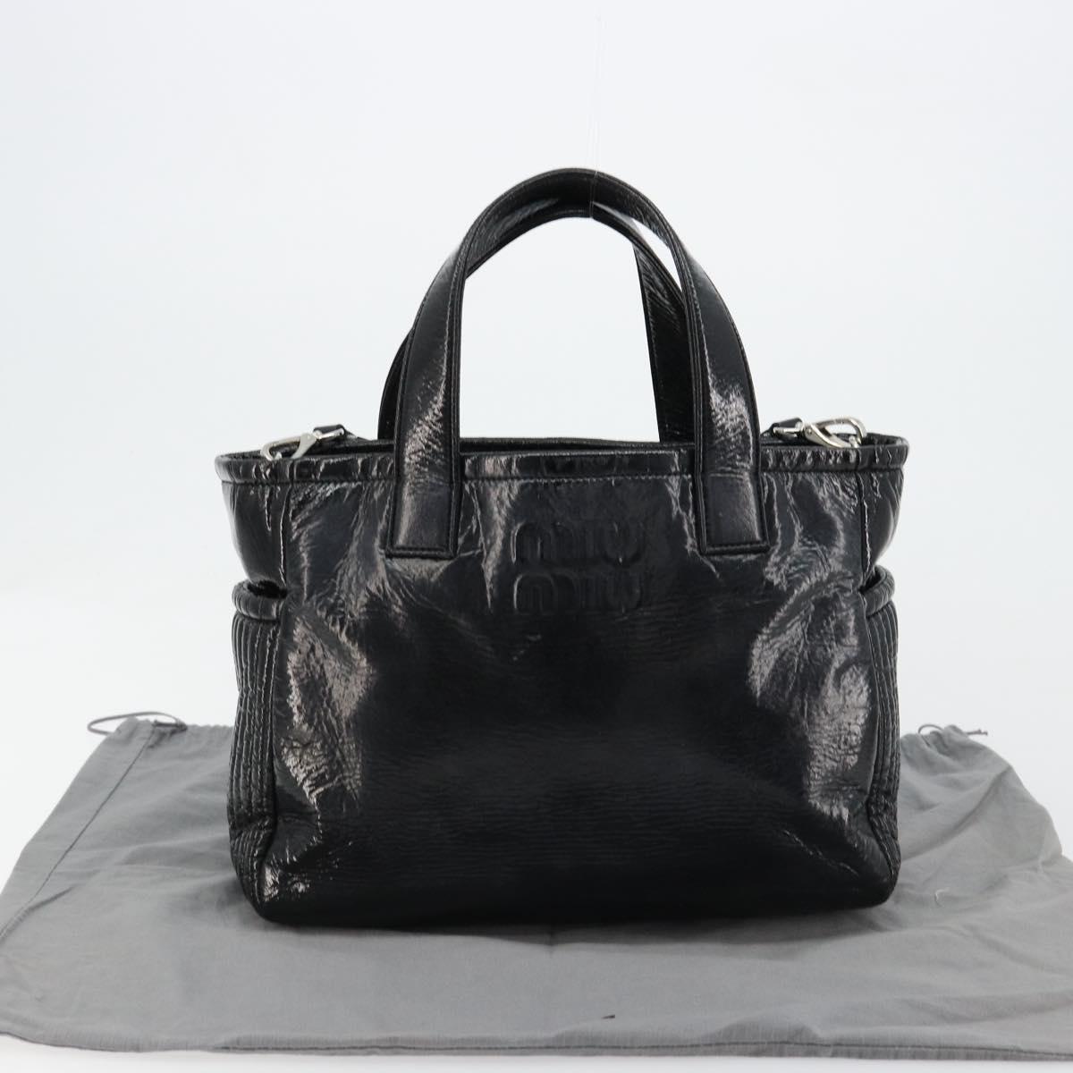 Miu Miu Hand Bag Patent leather 2way Black Silver Auth 182913M