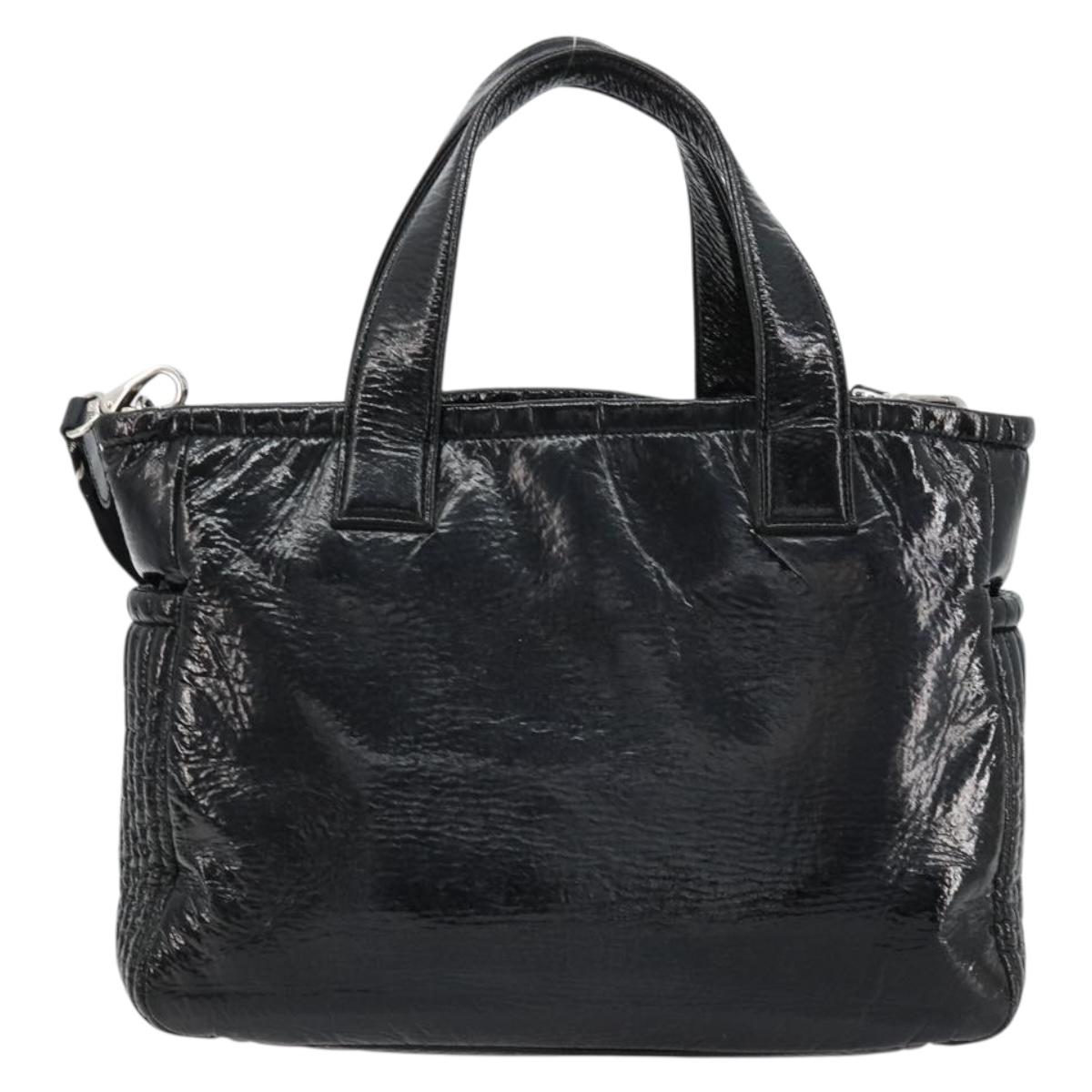 Miu Miu Hand Bag Patent leather 2way Black Silver Auth 182913M