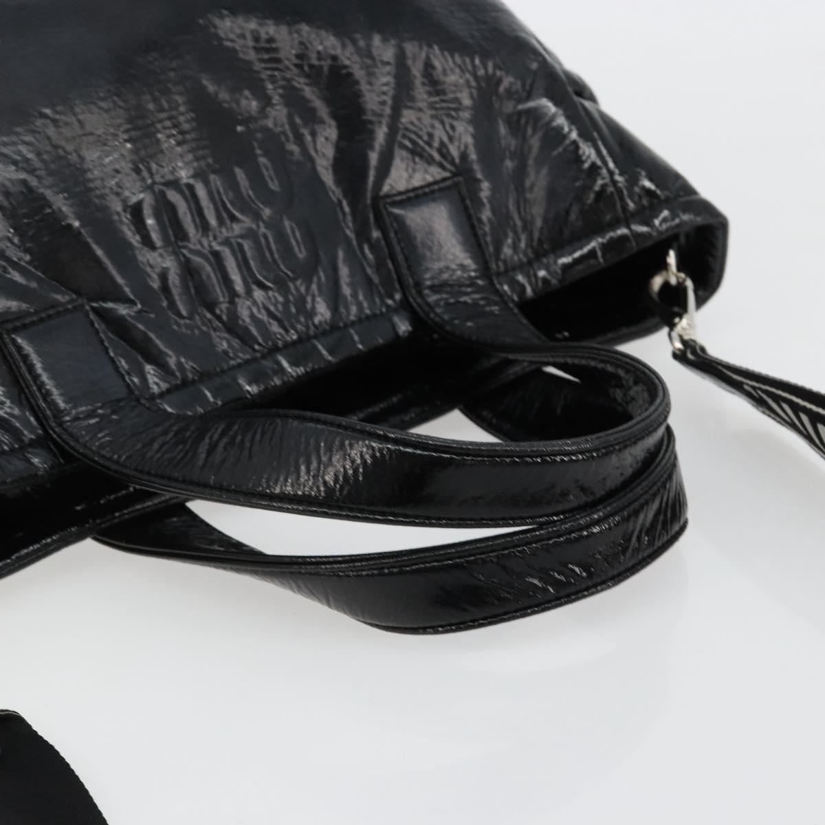 Miu Miu Hand Bag Patent leather 2way Black Silver Auth 182913M