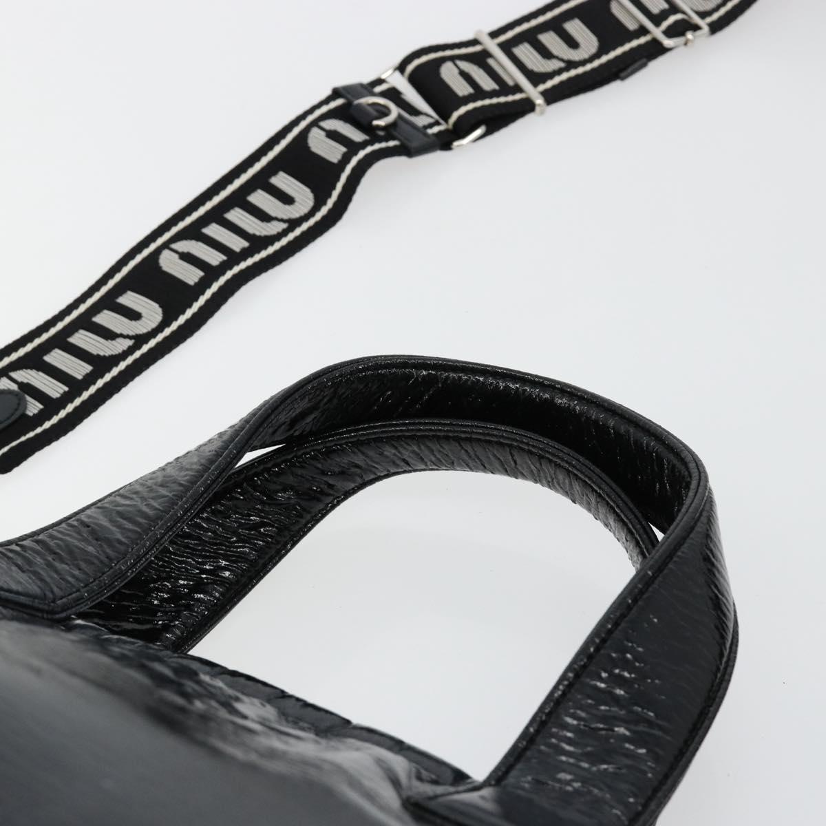 Miu Miu Hand Bag Patent leather 2way Black Silver Auth 182913M