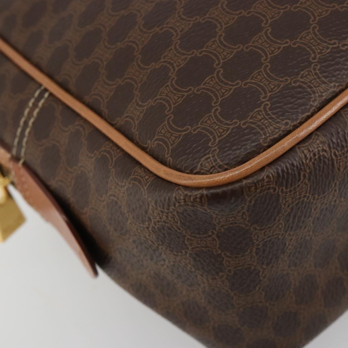 CELINE Macadam Canvas Hand Bag PVC Leather Brown Gold Auth 182920A