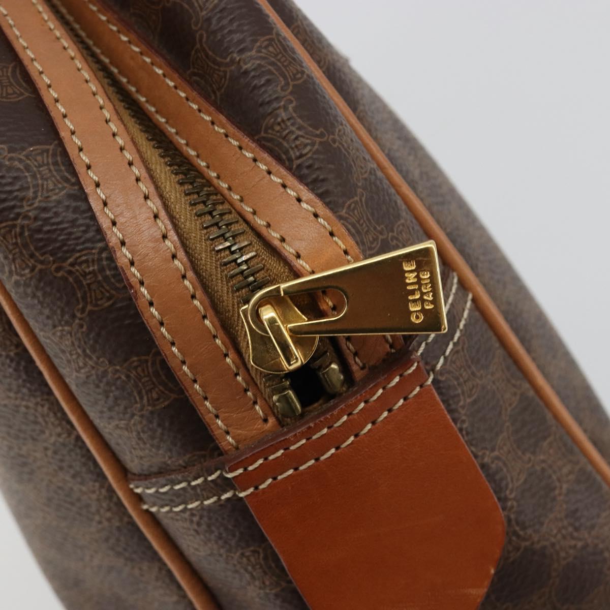CELINE Macadam Canvas Hand Bag PVC Leather Brown Gold Auth 182920A