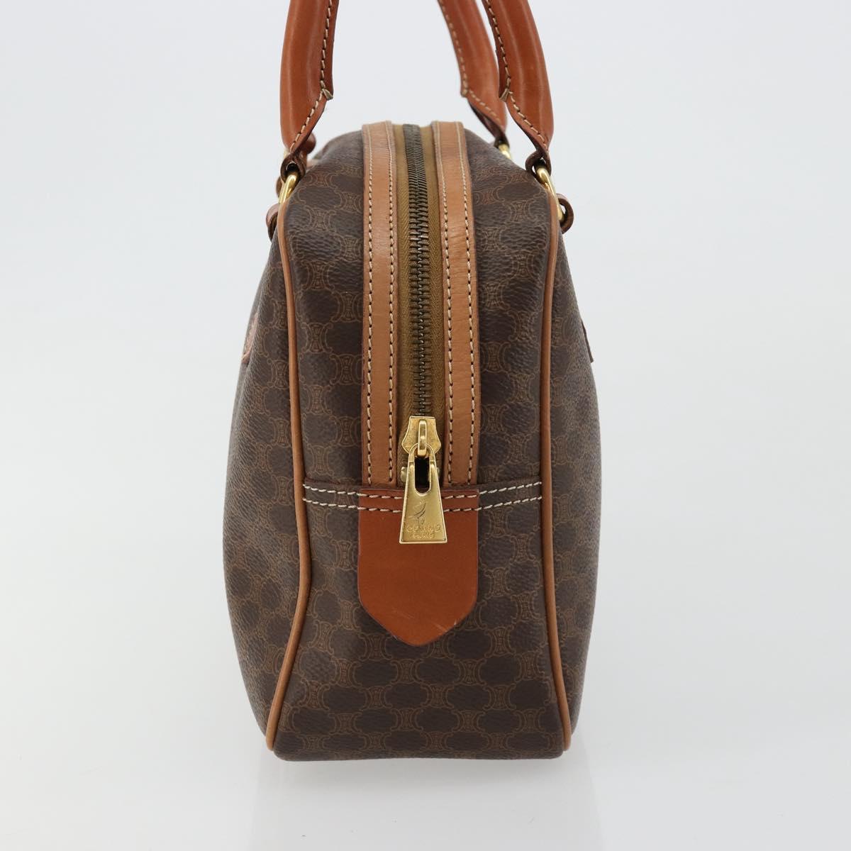 CELINE Macadam Canvas Hand Bag PVC Leather Brown Gold Auth 182920A