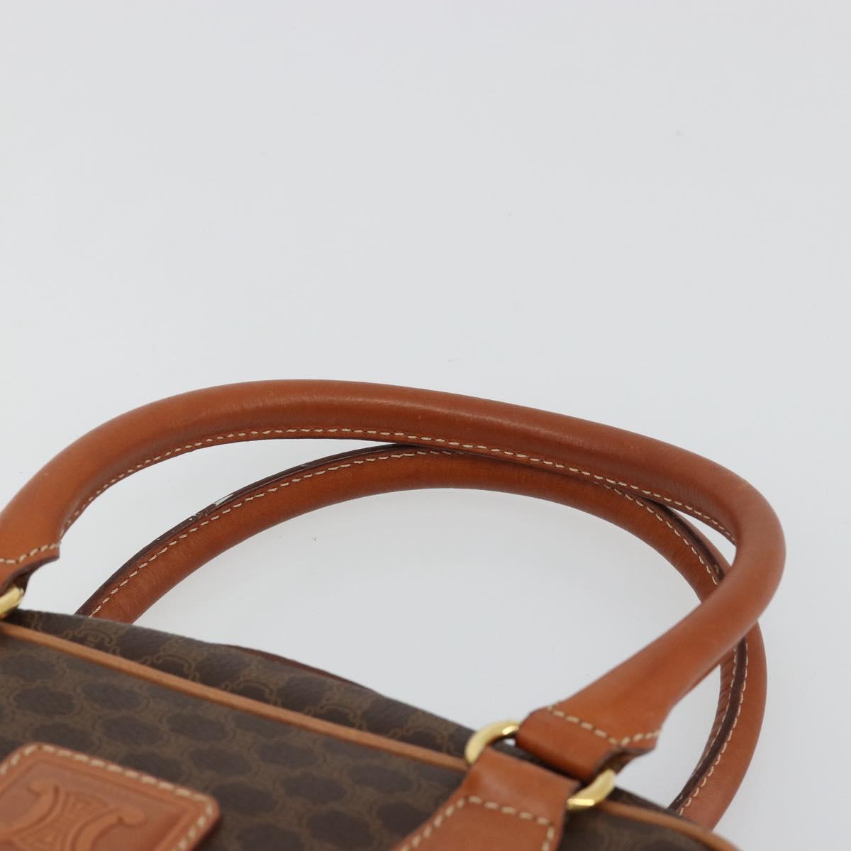 CELINE Macadam Canvas Hand Bag PVC Leather Brown Gold Auth 182920A