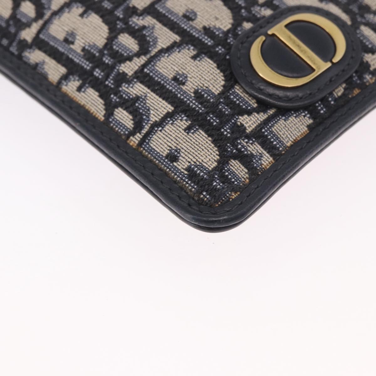 Christian Dior Trotter Canvas Montaigne Shoulder Bag Navy Gold Auth 182923A
