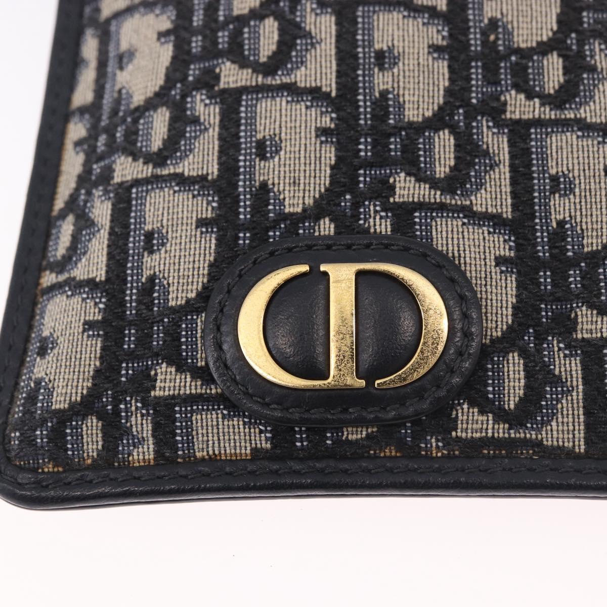 Christian Dior Trotter Canvas Montaigne Shoulder Bag Navy Gold Auth 182923A