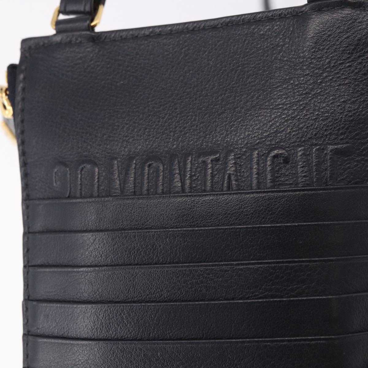 Christian Dior Trotter Canvas Montaigne Shoulder Bag Navy Gold Auth 182923A