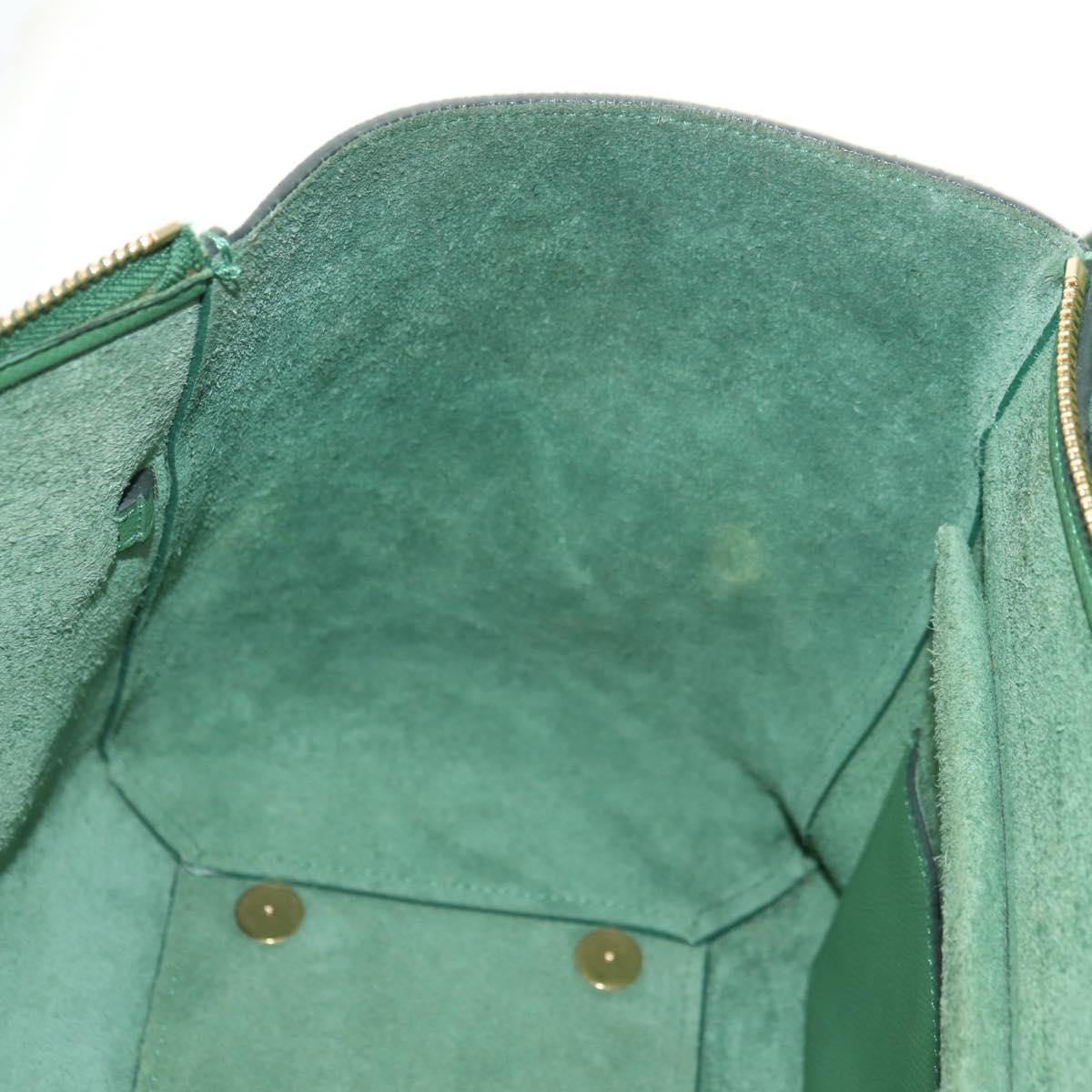 CELINE Mini Belt Hand Bag Leather 2way Green Gold Auth 182924M