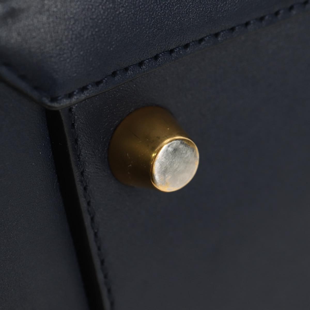 CELINE Belt bag Hand Bag Leather Navy Gold Auth 182925M