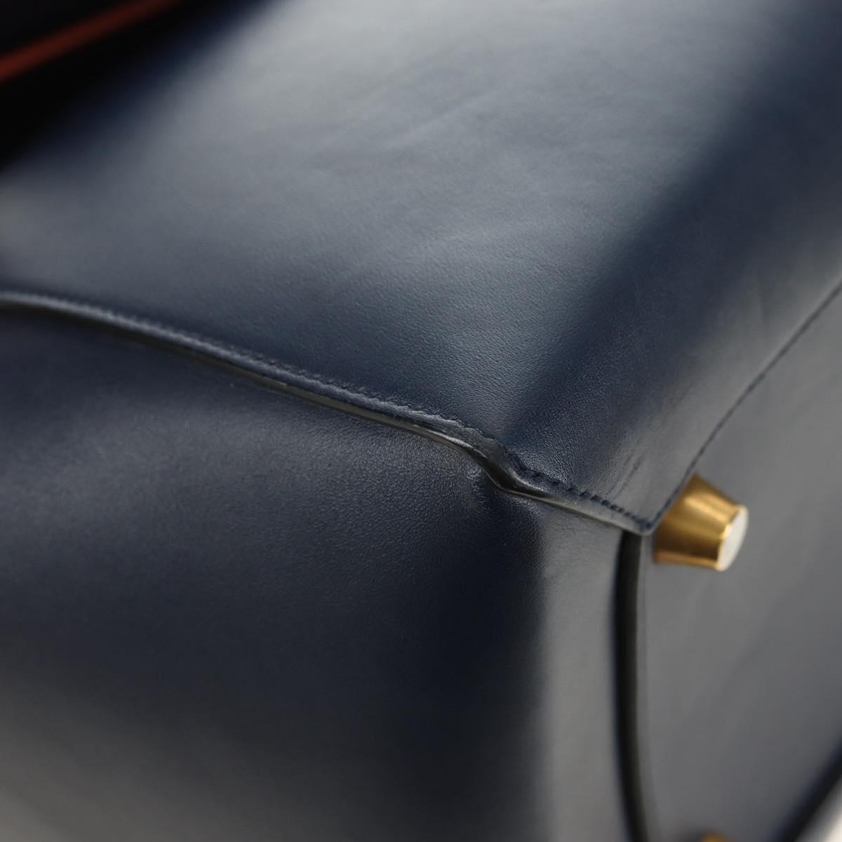 CELINE Belt bag Hand Bag Leather Navy Gold Auth 182925M