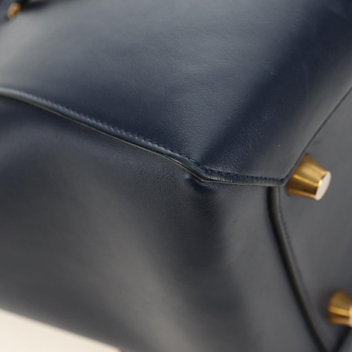 CELINE Belt bag Hand Bag Leather Navy Gold Auth 182925M