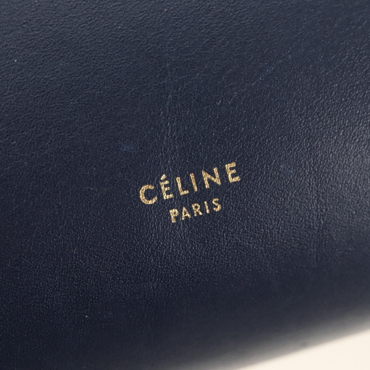 CELINE Belt bag Hand Bag Leather Navy Gold Auth 182925M