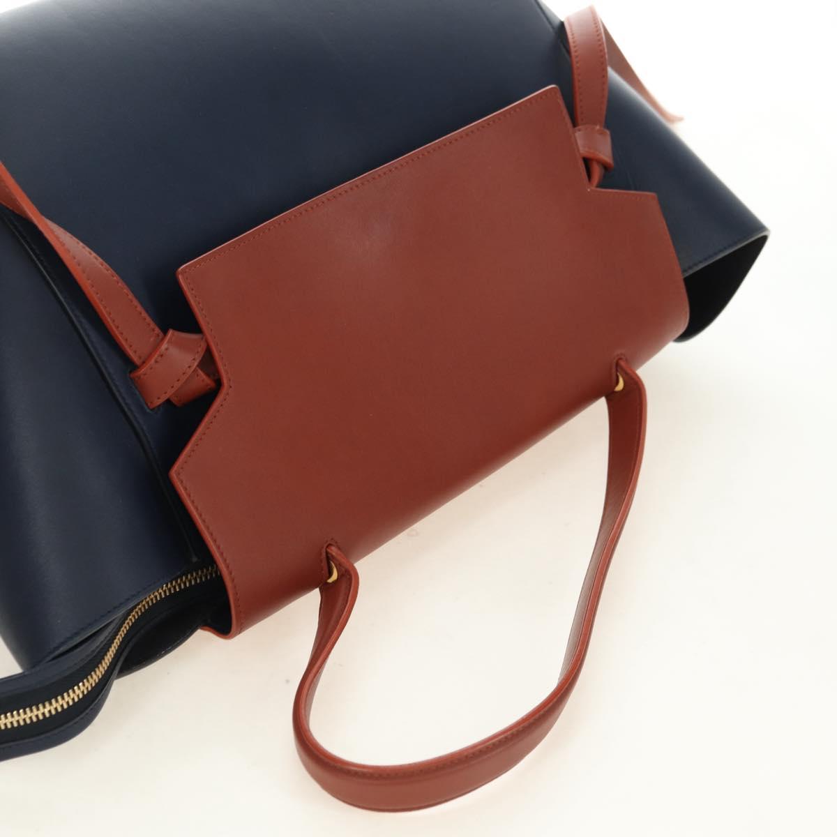 CELINE Belt bag Hand Bag Leather Navy Gold Auth 182925M