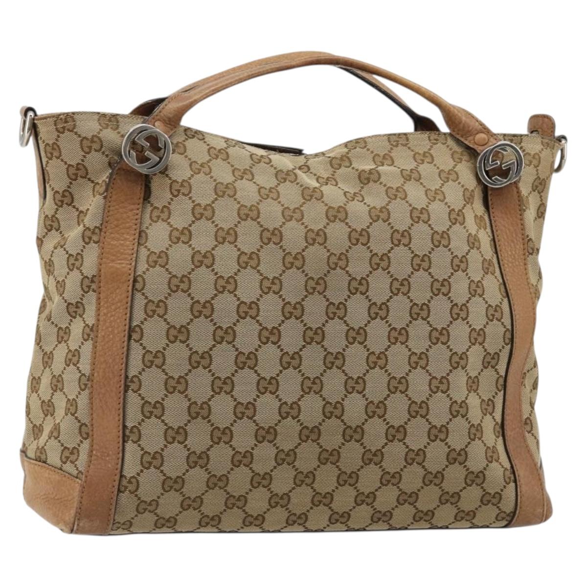 GUCCI GG Canvas Miss GG Hand Bag Outlet Beige Silver 323675 Auth 182927