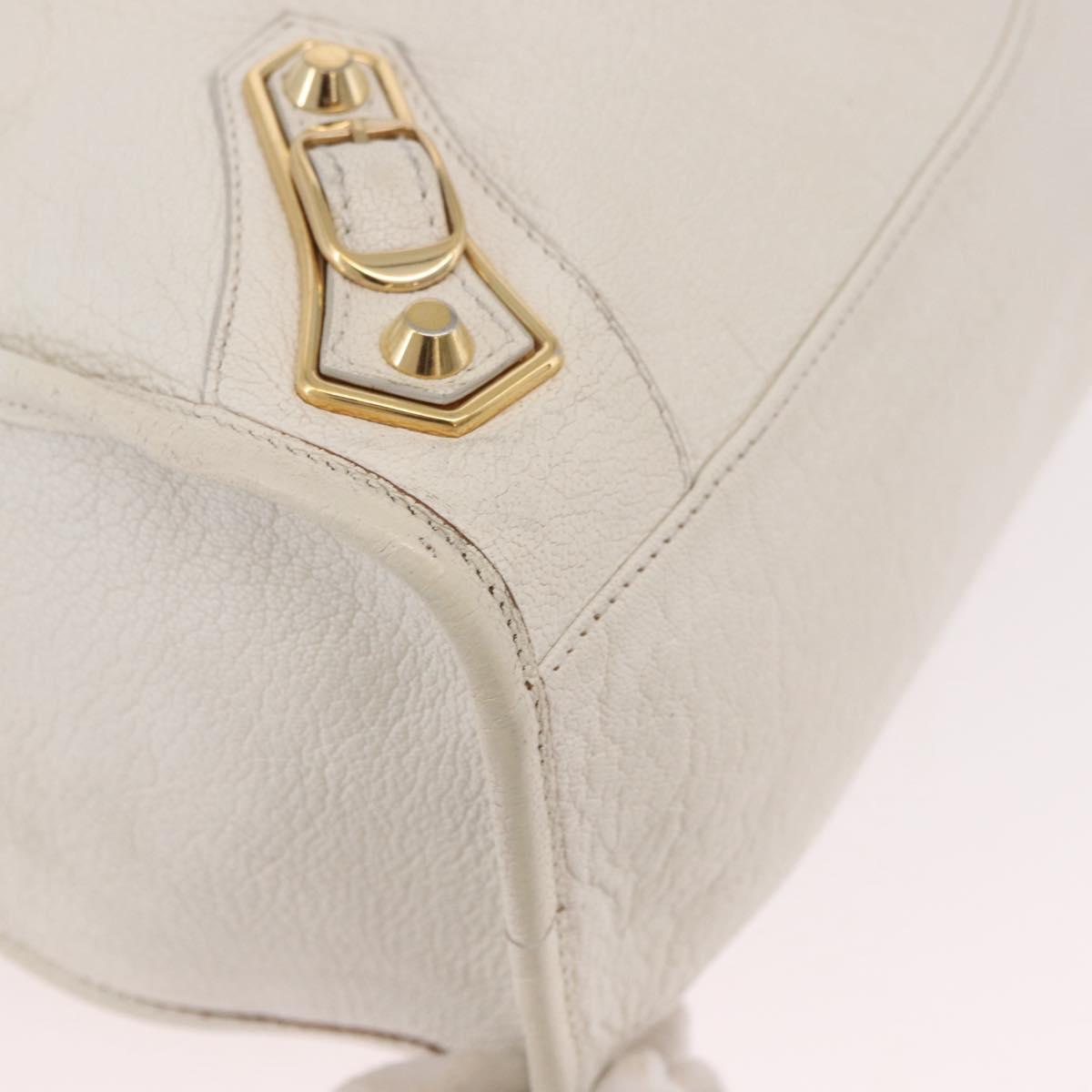 BALENCIAGA The City Metallic Edge Bag Leather 2way White 390154 Auth 182929A