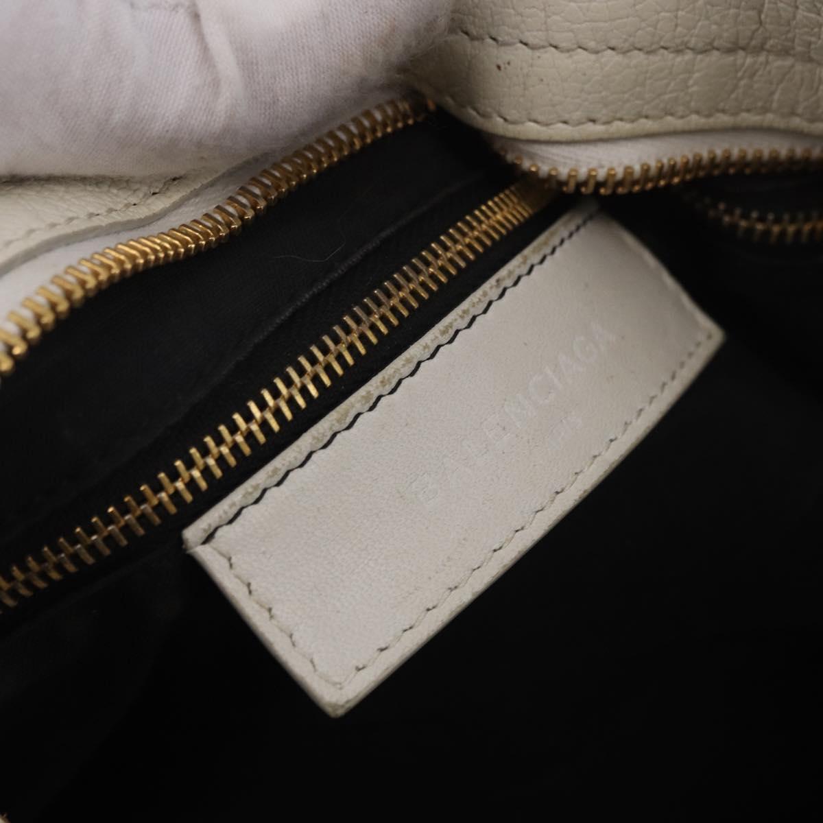 BALENCIAGA The City Metallic Edge Bag Leather 2way White 390154 Auth 182929A