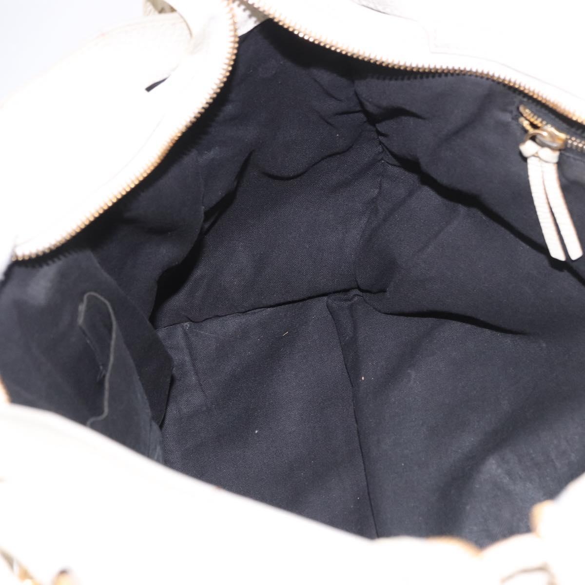 BALENCIAGA The City Metallic Edge Bag Leather 2way White 390154 Auth 182929A