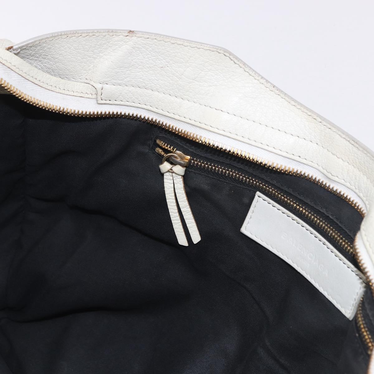 BALENCIAGA The City Metallic Edge Bag Leather 2way White 390154 Auth 182929A