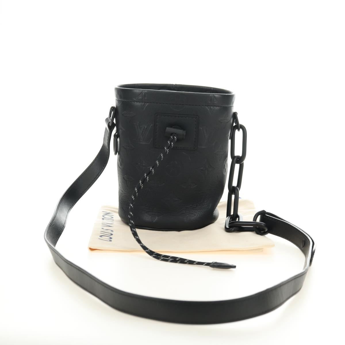 LOUIS VUITTON Monogram Shadow Chalk Nanobag Bag Black M44628 LV Auth 182934SM