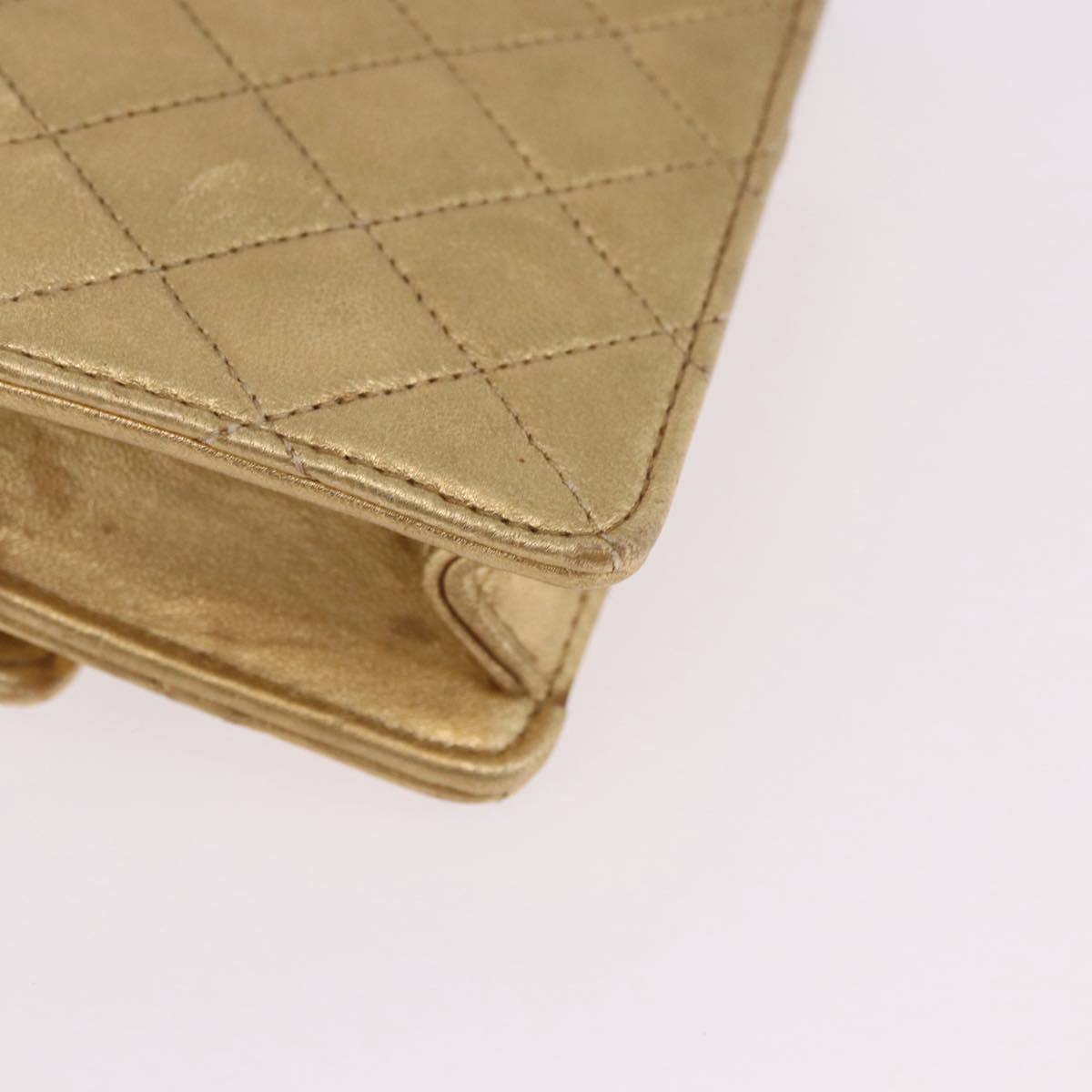 CHANEL Matelasse Chain Shoulder Bag Lamb Skin Gold CC Auth 182936M