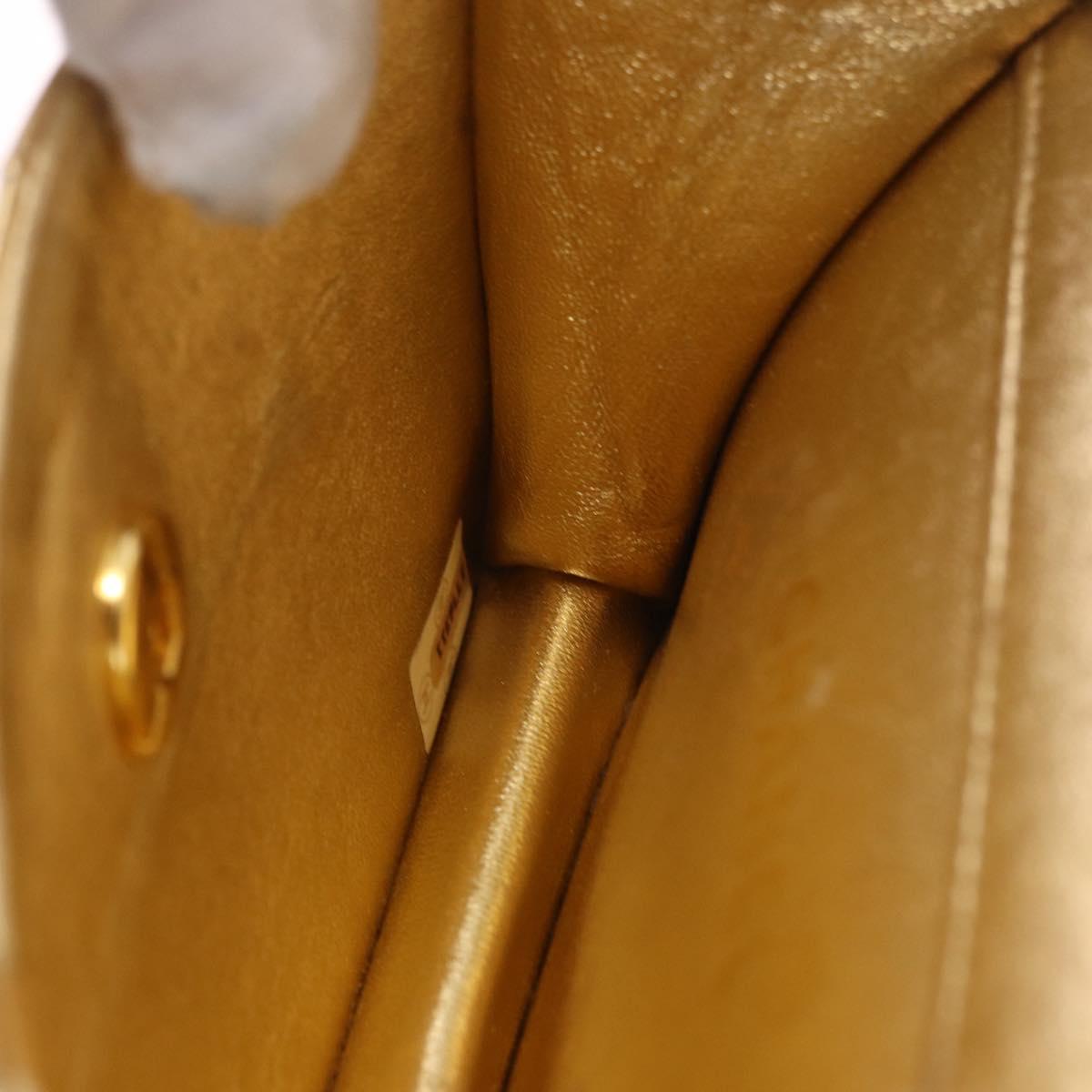 CHANEL Matelasse Chain Shoulder Bag Lamb Skin Gold CC Auth 182936M