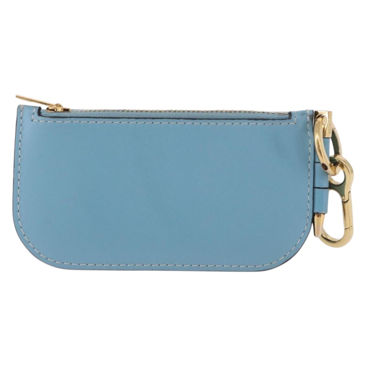 LOEWE Anagram Gate Mini Wallet Leather Blue Gold Auth 182937M