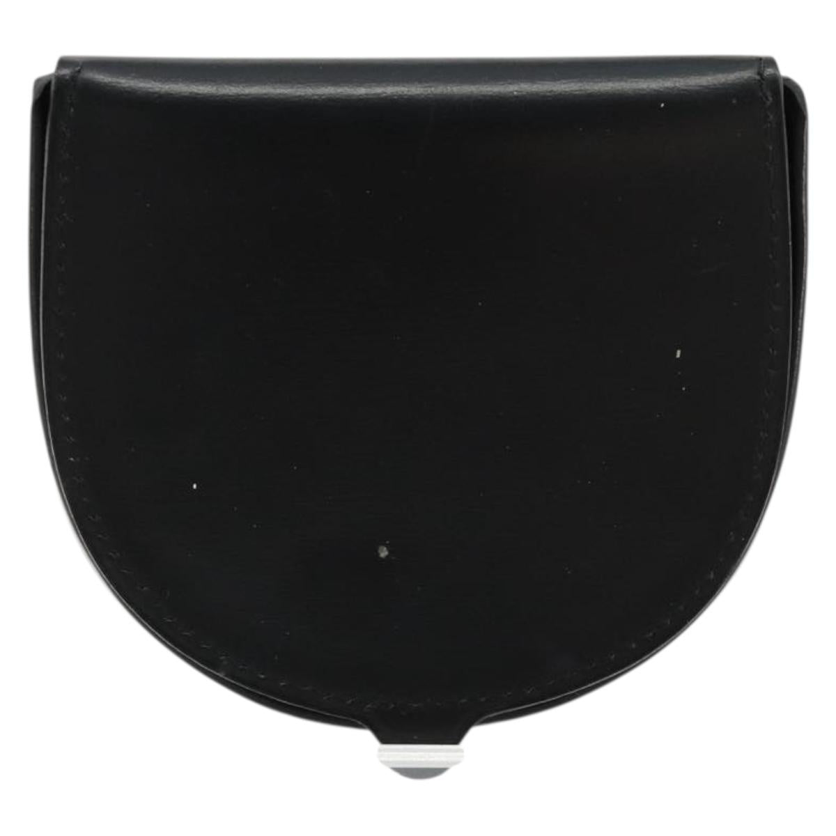 CARTIER Coin Purse Leather Black Silver Auth 182938A
