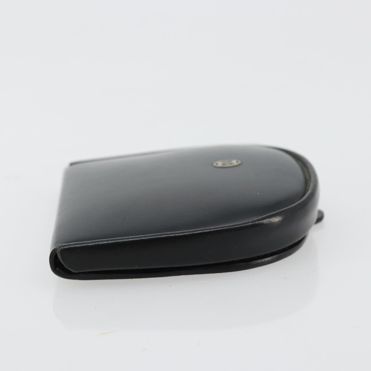 CARTIER Coin Purse Leather Black Silver Auth 182938A