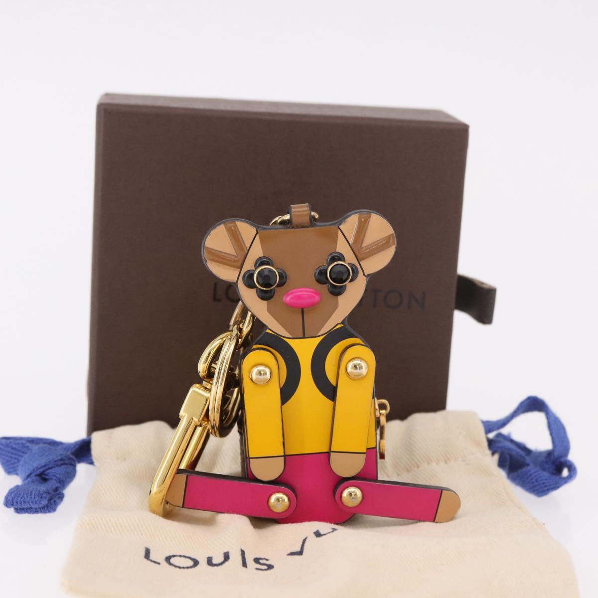 LOUIS VUITTON Monogram Porte Cles Christmas Teddy Bear Charm M63758 Auth 182940M