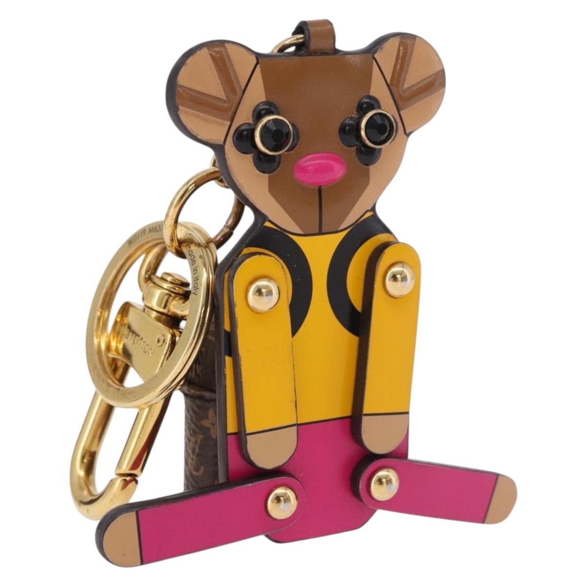 LOUIS VUITTON Monogram Porte Cles Christmas Teddy Bear Charm M63758 Auth 182940M
