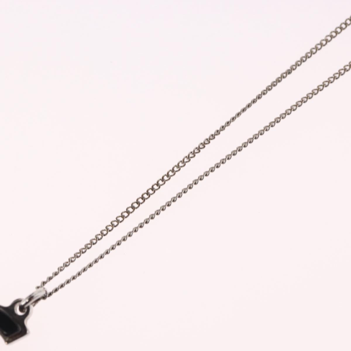 CHANEL COCO Mark Necklace metal Silver tone CC Auth 182942M