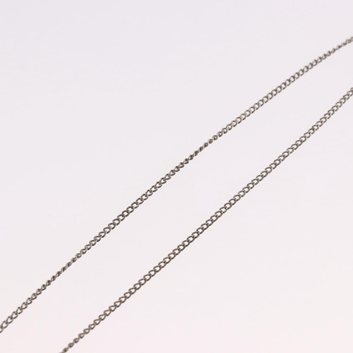 CHANEL COCO Mark Necklace metal Silver tone CC Auth 182942M